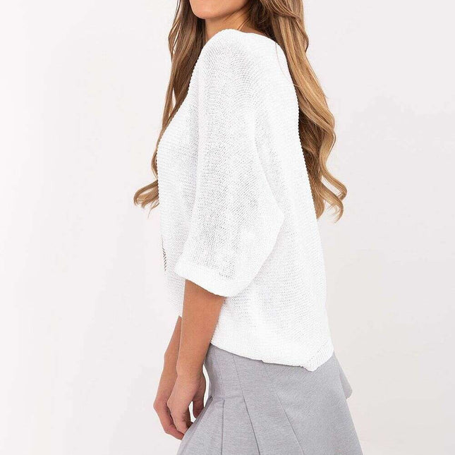 Beige Short Sleeve Cotton Blend Sweater Model 206702 Women