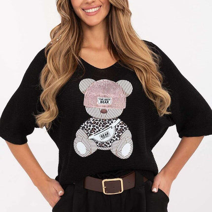 Beige Short Sleeve Cotton Blend Sweater Model 206702 Women