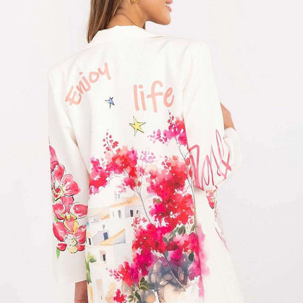 Italy Moda Floral Print Jacket For Women Casual Chic