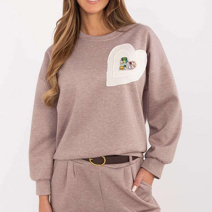 Pink Sweatshirt 206713 Women Casual Pullover Soft Knit