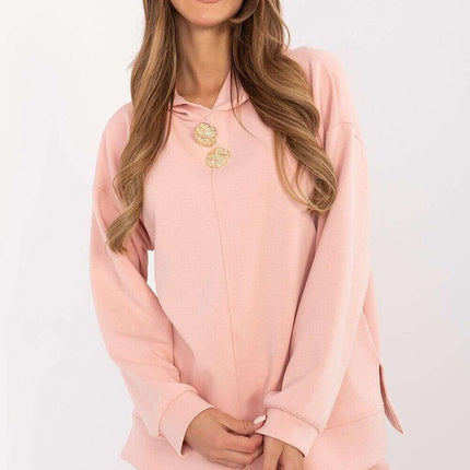 Pink Sweatshirt Model 207032 With Side Slits For Daily Wear