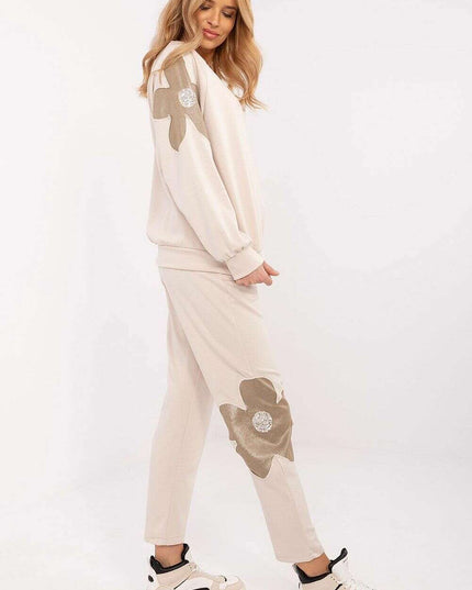 Womens Tracksuit Set 208147 Viscose Cotton Blend Beige