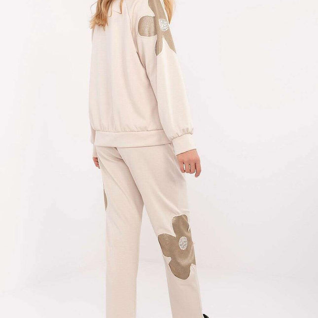Womens Tracksuit Set 208147 Viscose Cotton Blend Beige