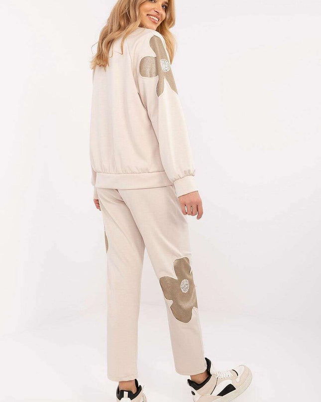 Womens Tracksuit Set 208147 Viscose Cotton Blend Beige