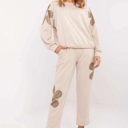 Womens Tracksuit Set 208147 Viscose Cotton Blend Beige