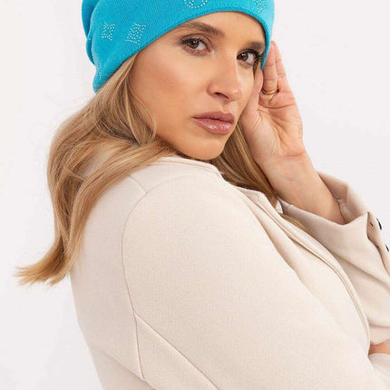 Glamorous Rhinestone-Embellished Cashmere Winter Beanie Hat