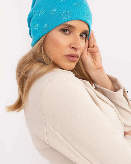Glamorous Rhinestone-Embellished Cashmere Winter Beanie Hat
