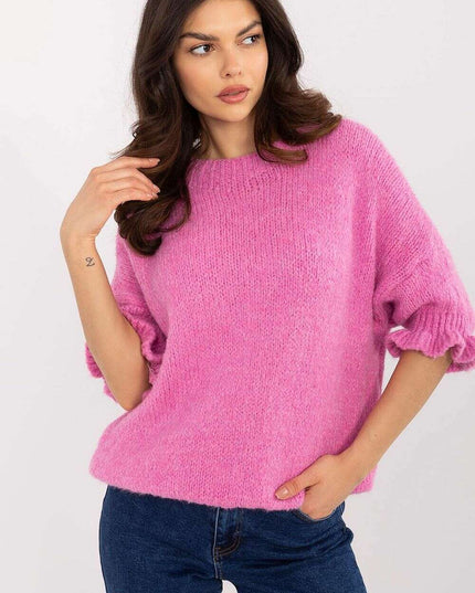Pink Jumper 208515 Women Knit Sweater Soft Warm Blend