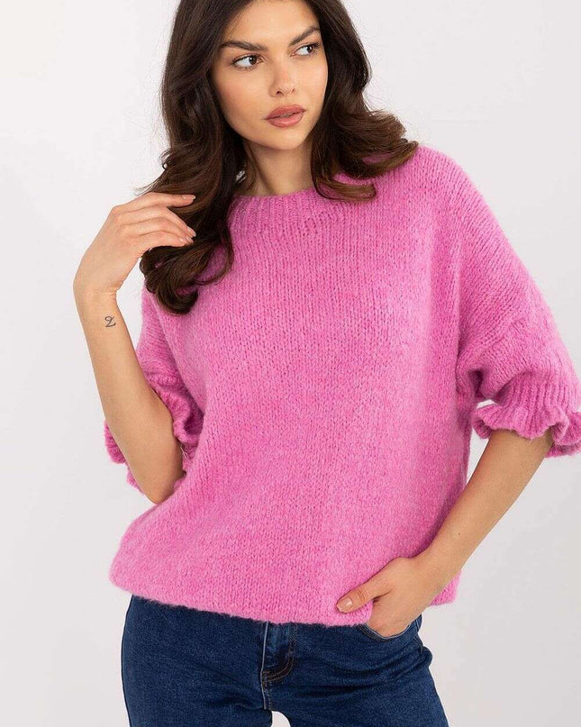 Pink Jumper 208515 Women Knit Sweater Soft Warm Blend