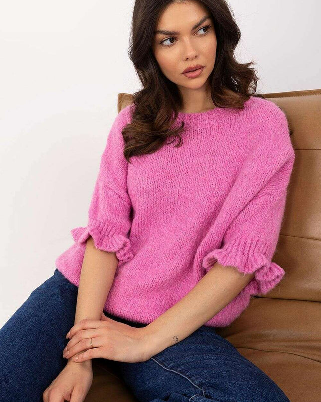 Pink Jumper 208515 Women Knit Sweater Soft Warm Blend