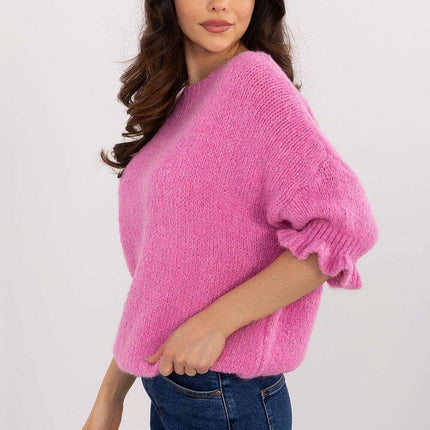 Pink Jumper 208515 Women Knit Sweater Soft Warm Blend