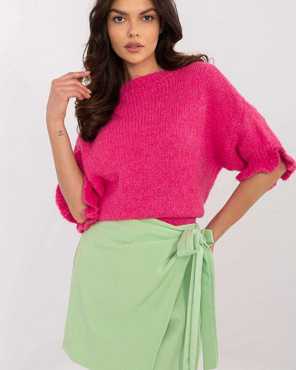 Pink Jumper 208515 Women Knit Sweater Soft Warm Blend
