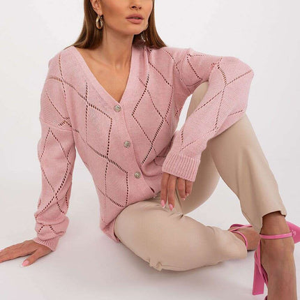 Black Womens Cardigan 208629 Lace Pattern Wool Blend