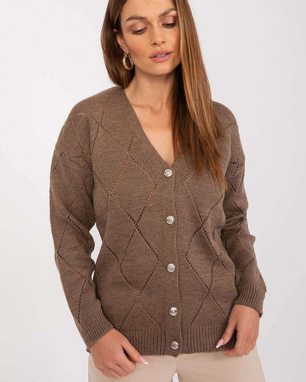 Black Womens Cardigan 208629 Lace Pattern Wool Blend