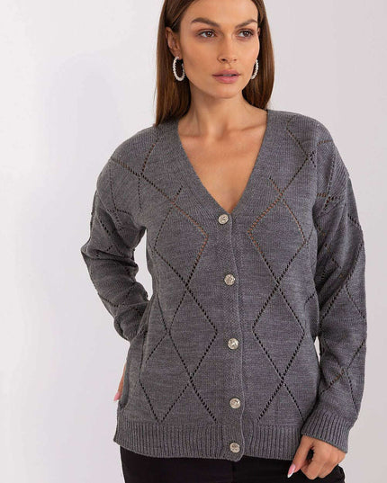 Black Womens Cardigan 208629 Lace Pattern Wool Blend