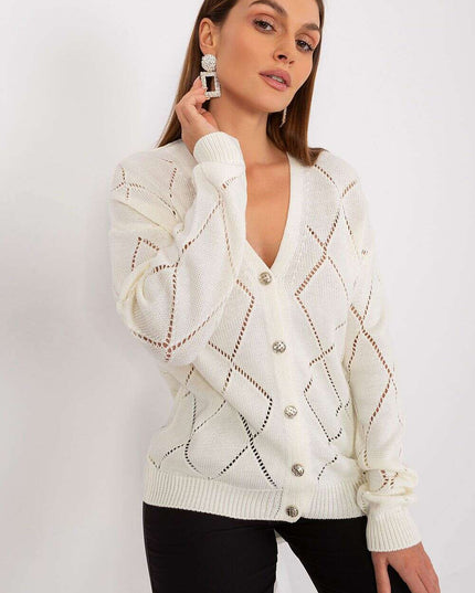 Black Womens Cardigan 208629 Lace Pattern Wool Blend