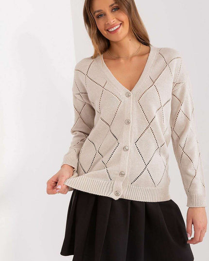 Black Womens Cardigan 208629 Lace Pattern Wool Blend