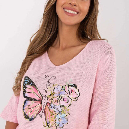 Butterfly Print Jumper Model 208711 Soft Knit Sweater