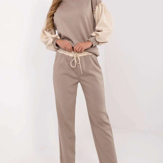 Beige Tracksuit Set 208989 Soft Viscose Cotton Elastane
