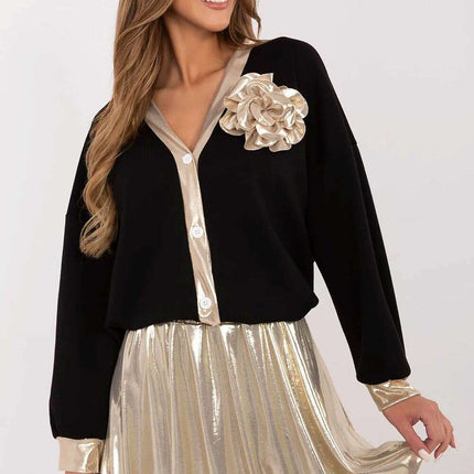 Beige Women's V Neck Sweatshirt Premium Blend 208991