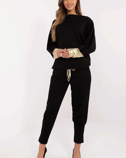 Set 209499 Elegant Pink Viscose Elastane Blouse and Trousers