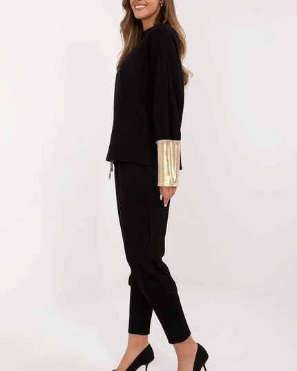 Set 209499 Elegant Pink Viscose Elastane Blouse and Trousers