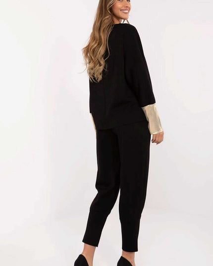 Set 209499 Elegant Pink Viscose Elastane Blouse and Trousers