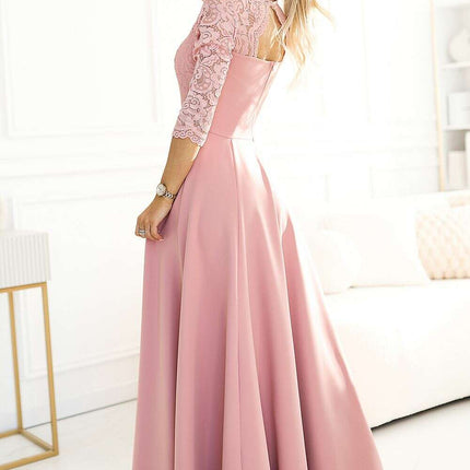 Chic Black Lace Evening Gown by Numoco