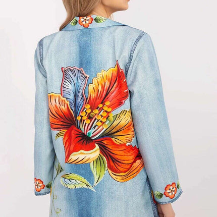 Italy Moda Floral Print Jacket For Women Casual Chic