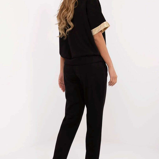 Womens Set 209688 Black Viscose Cotton Elastane Minimalist