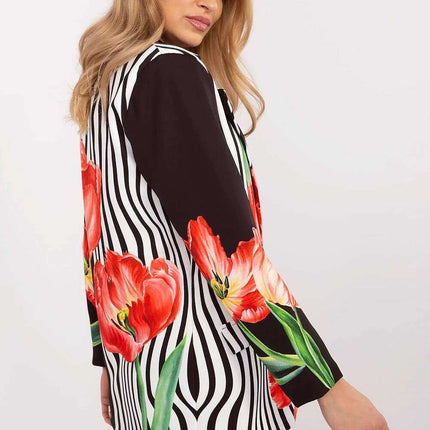 Italy Moda Floral Print Jacket For Women Casual Chic