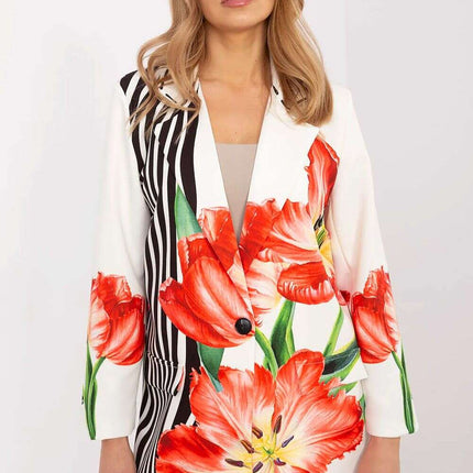 Italy Moda Floral Print Jacket For Women Casual Chic