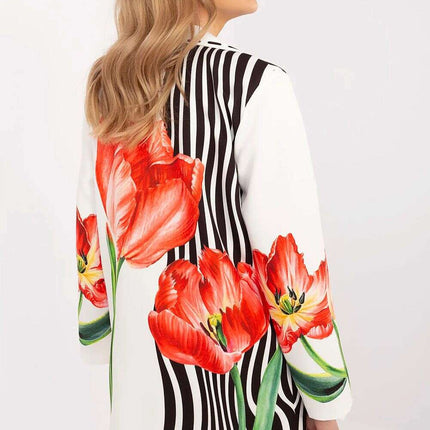 Italy Moda Floral Print Jacket For Women Casual Chic