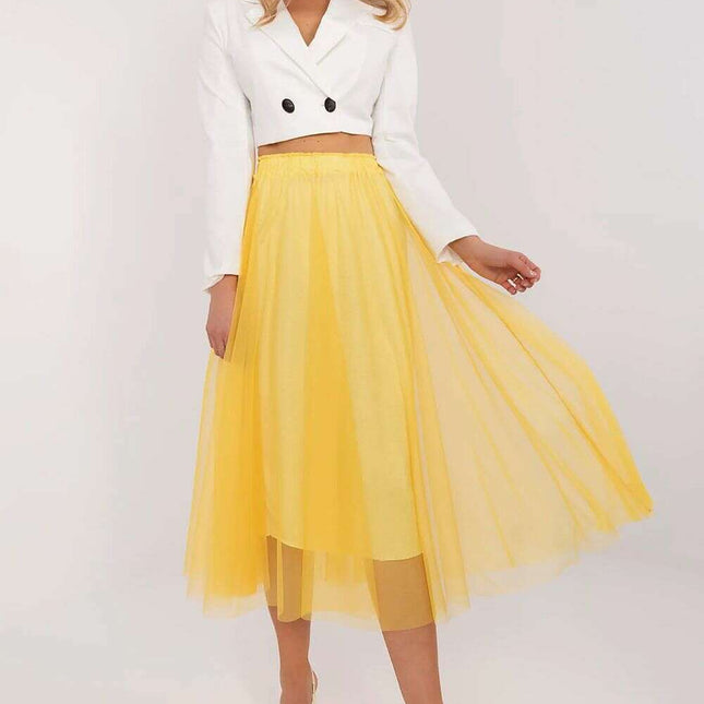 Yellow Tulle Midi Skirt Model 209831 By Italy Moda Label