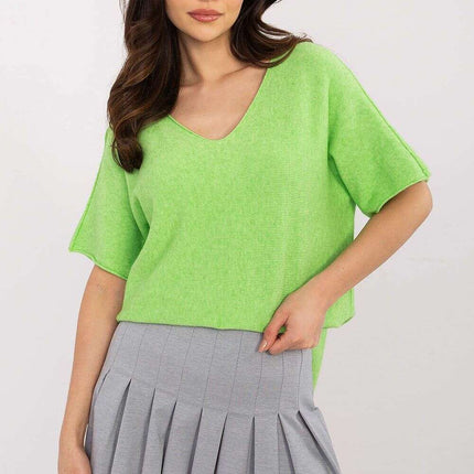 Beige Short Sleeve Sweater Model 209991 Casual For Women