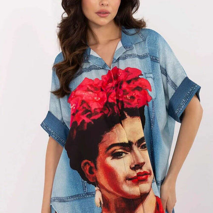 Vibrant Print Short Sleeve Shirt for Women Modern Style