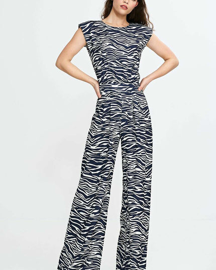 Nife Navy Jumpsuit Suit Model 210073 With Palazzo Pants