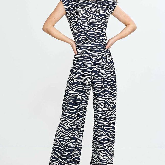 Nife Navy Jumpsuit Suit Model 210073 With Palazzo Pants