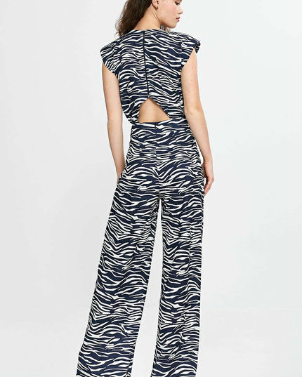Nife Navy Jumpsuit Suit Model 210073 With Palazzo Pants