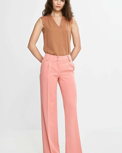 Navy Blue V Neck Sleeveless Blouse With Pleated Trim