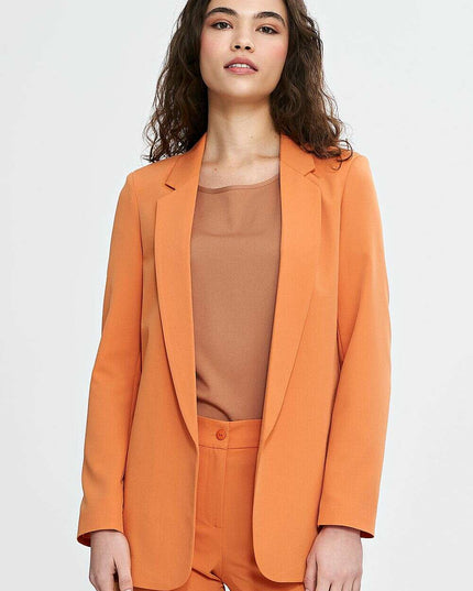 Orange Womens Blazer Jacket 210079 With Lapels Loose Fit