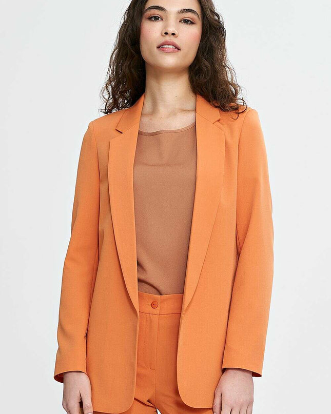 Orange Womens Blazer Jacket 210079 With Lapels Loose Fit
