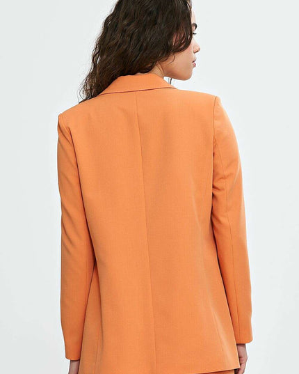 Orange Womens Blazer Jacket 210079 With Lapels Loose Fit
