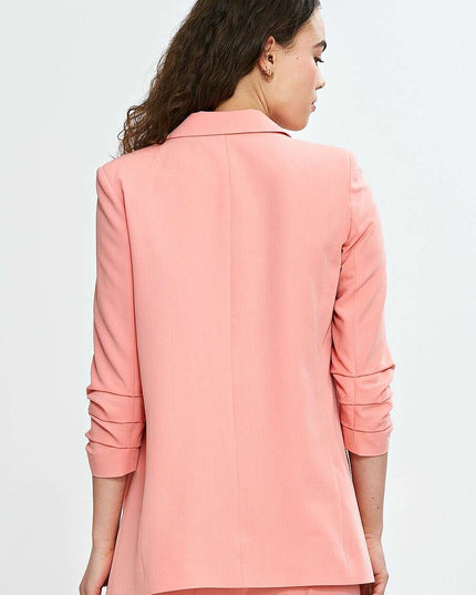 Pink Womens Blazer 210080 With Lapels No Fastening Loose Fit