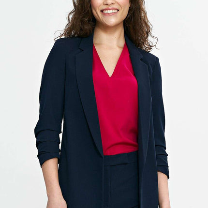 Pink Womens Blazer 210080 With Lapels No Fastening Loose Fit