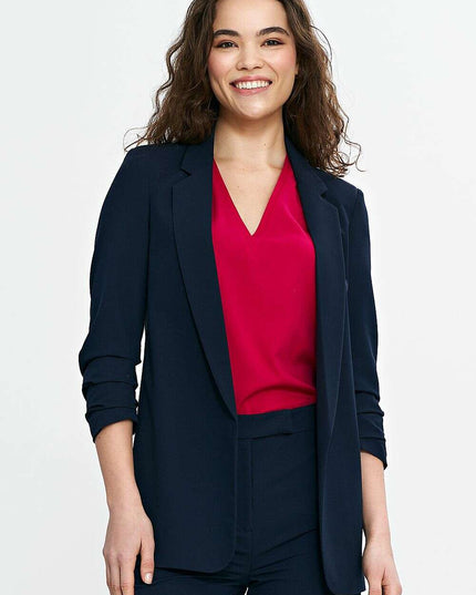 Pink Womens Blazer 210080 With Lapels No Fastening Loose Fit