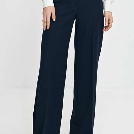 Orange Wide Leg Trousers For Women With Creased Front