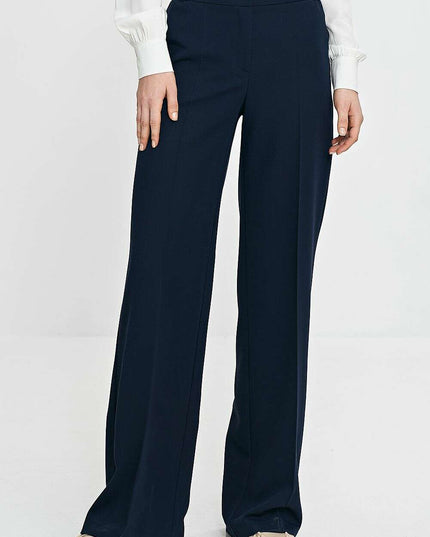 Orange Wide Leg Trousers For Women With Creased Front