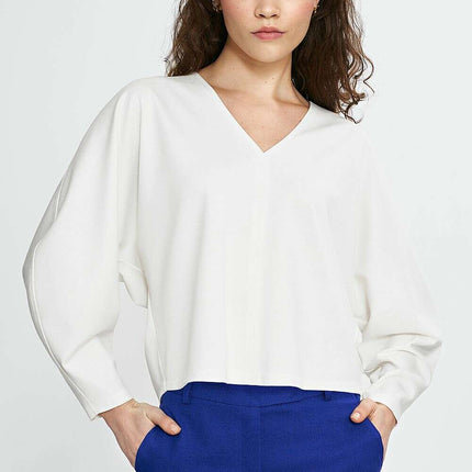 Pink Viscose Oversized Blouse With Balloon Batwing Sleeves