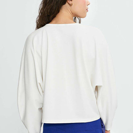 Pink Viscose Oversized Blouse With Balloon Batwing Sleeves